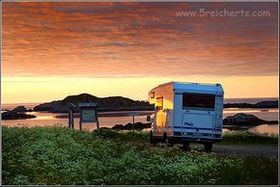 campervan in sunset Norway campervan in sunset Norway